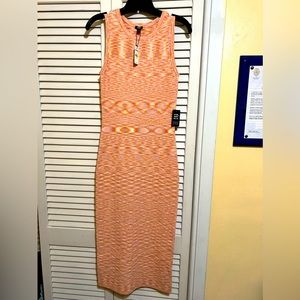 Express orange multi colored midi sweater dress